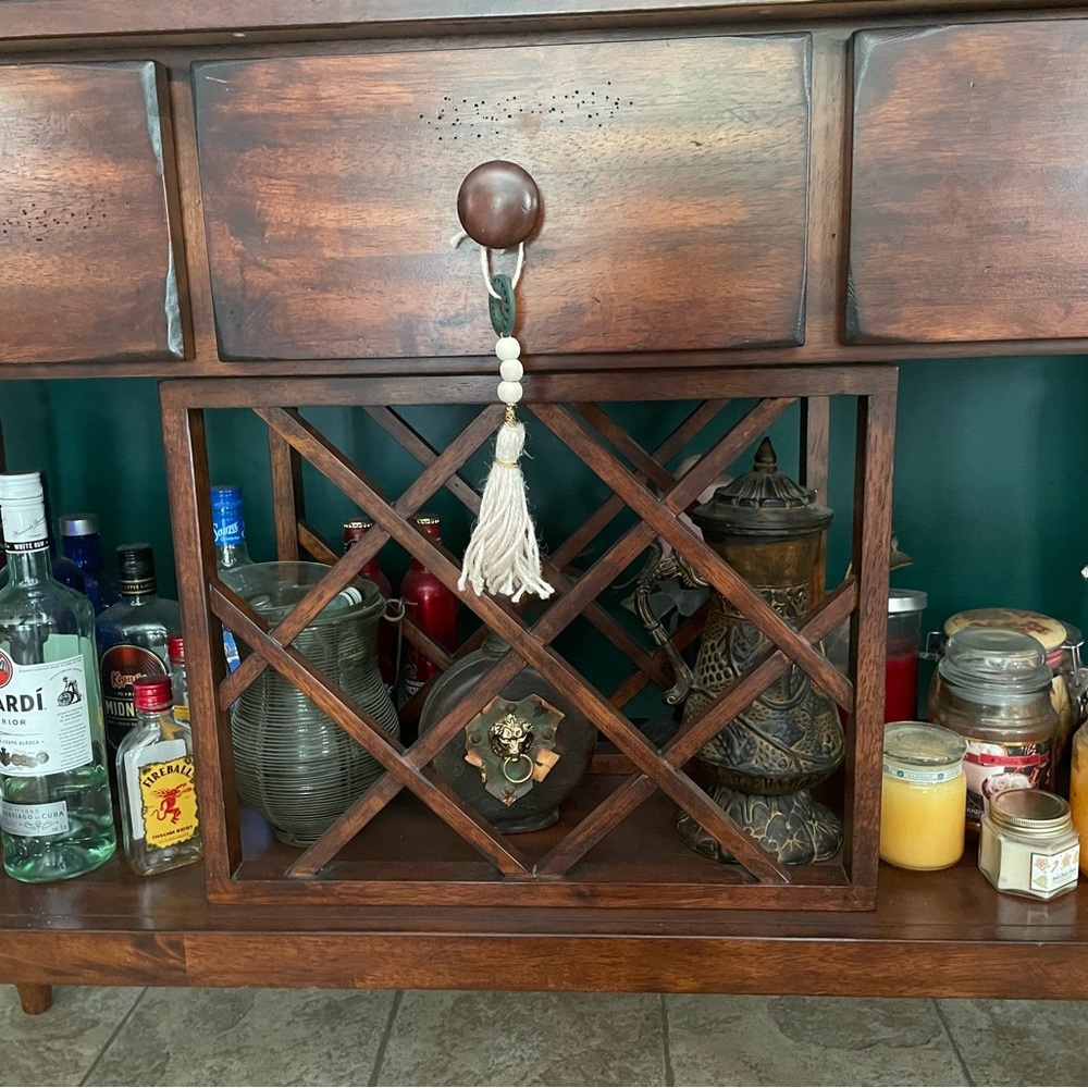 Homemade hangers that are beaded and can be used throughout the year,